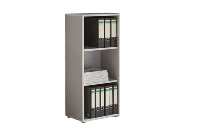 Bmg Möbel Regalwand/schrankwand, Office Edition Set 13, Grau/ Weiß Hochglanz