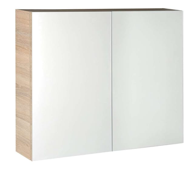 Aqualine - Vega - Spiegelschrank, 80x70x18 Cm, Eiche Platin Vg880