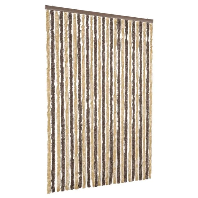 Fliegenvorhang Dunkelbraun Und Beige 118x220 Cm Chenille Vidaxl