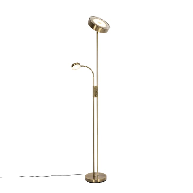 Bronzene Stehleuchte Inkl. Led Und Dimmer Mit Leselampe - Kelso