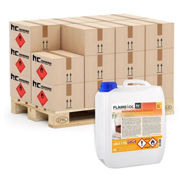 Höfer Chemie Gmbh - 96x 5l Flambiol® Bioethanol 96,6% Premium Für Kamine & Ethanol-brenner
