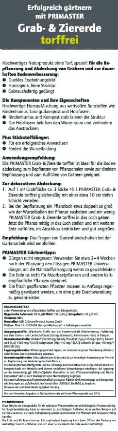 Zier- & Graberde Torffrei 40 L Erde - Primaster