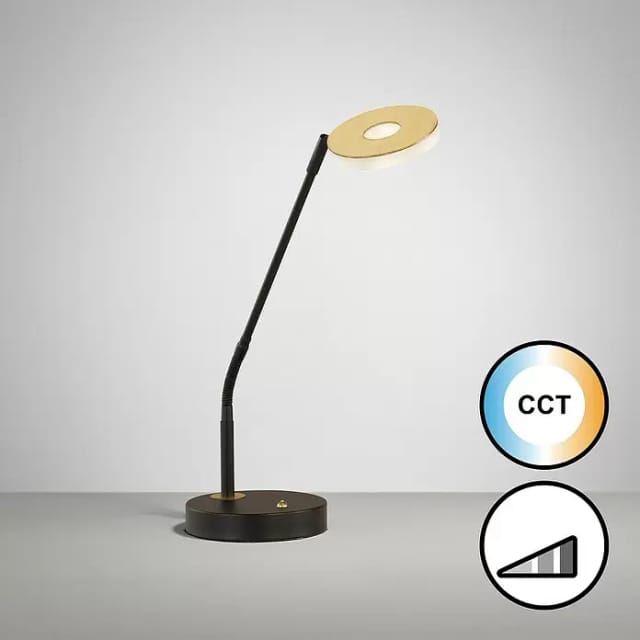Fischer&honsel - Led Schreibtischleuchte Dent Schwarz /gold Mit Dimmer, Höhe 60cm
