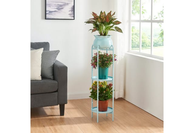 Blumenständer Altena 94,5x27x27 Cm Hellblau [en.casa]