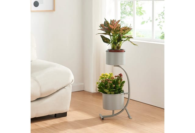 [en.casa] - Blumenständer Almelo 63x29x21cm Metall Grau