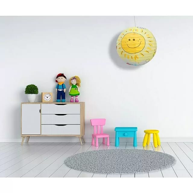 Papier Lampenschirm Fürs Kinderzimmer Mit Fröhlichem Sonnen Motiv Ø 40cm