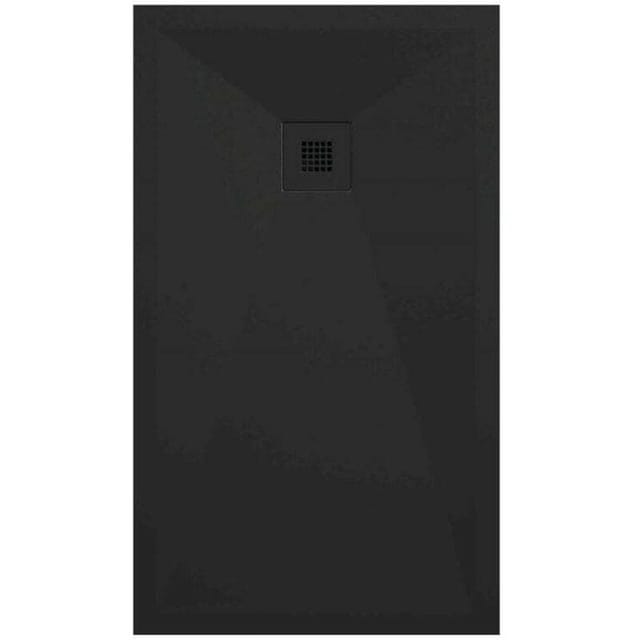 Mirlo - Mineralguss-duschwanne Extra Flach Onda Schieferoptik Schwarz 70x190 Cm Auslaufschutz In Farbe