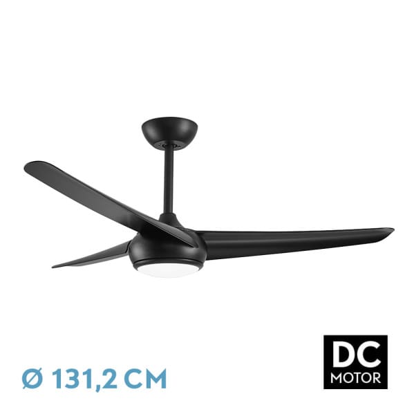 Fabrilamp - Ventilator Dc Patras 24w Schwarz 3aspas 6vel 3colours 131,2d 2424lm Remote,memory,timer
