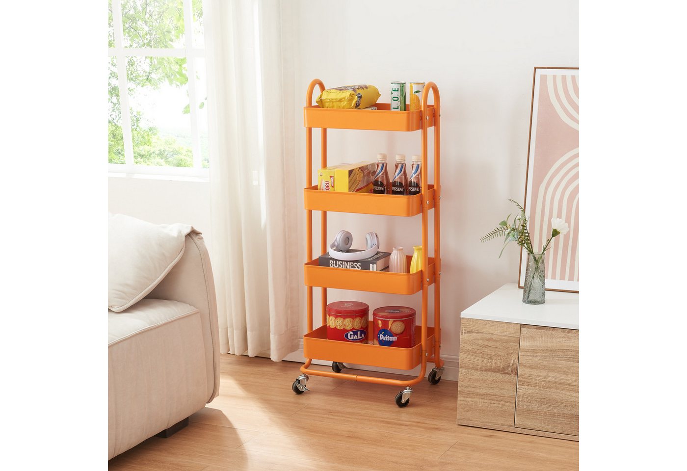 [en.casa] - Küchenrollwagen Pyhäntä Mit 4 Ebenen Orange Bild 4