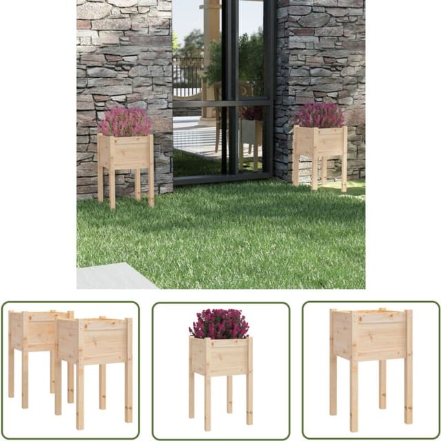 Doc&et² - The Living Store Pflanzkübel 2 Stk. 40x40x70 Cm Massivholz Kiefer - Holzpflanze - Kiefernkübel - Gartenmöbel - Outdoor Dekoration - Blumenerdetopf