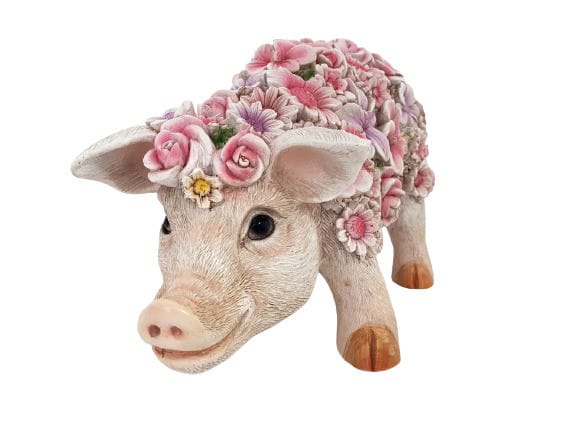Dekofigur Blumenschwein Stehend 16 X 13 X 31 Cm Dekofigur