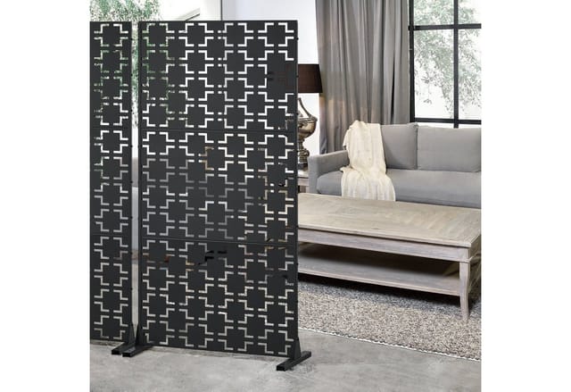 Casa.pro - Trennwand Basciano Verzinkter Stahl 180x90 Cm Schwarz [ ]