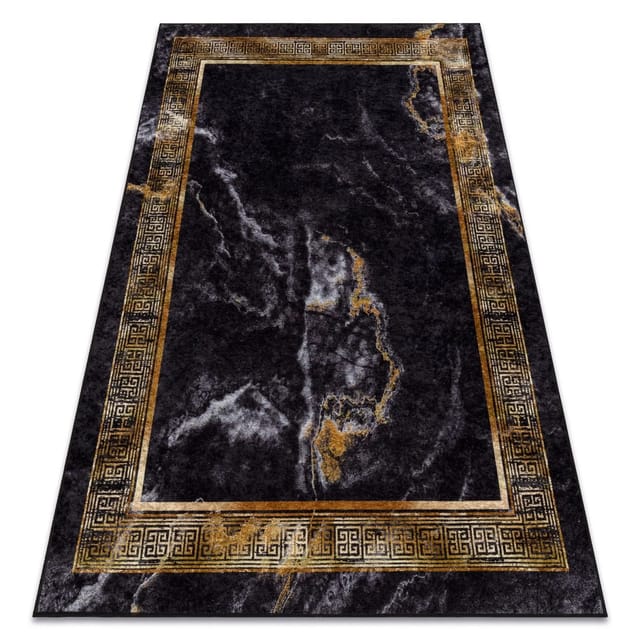 Rugsx - Miro 51278.809 Waschteppich Marmor, Griechisch Anti-rutsch - Schwarz / Gold Black 140x190 Cm