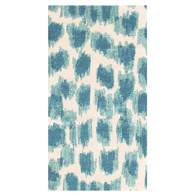 Beneffito - Teppich – Ikat Feather Kollektion – Sommerblaues Design – Teppich – Blau – 80 X 150 Cm