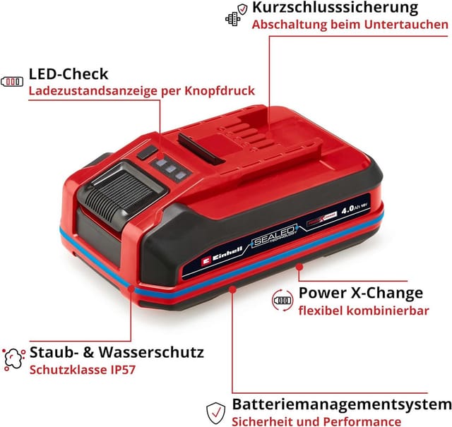 Original Einhell 18v 3,0 Ah Sealed Power X-change Plus (18 V Akku, Wasser- & Staubgeschützt, Schutzklasse Ip57, Universell Verwendbar Für Alle Pxc-geräte, Ohne Ladegerät)
