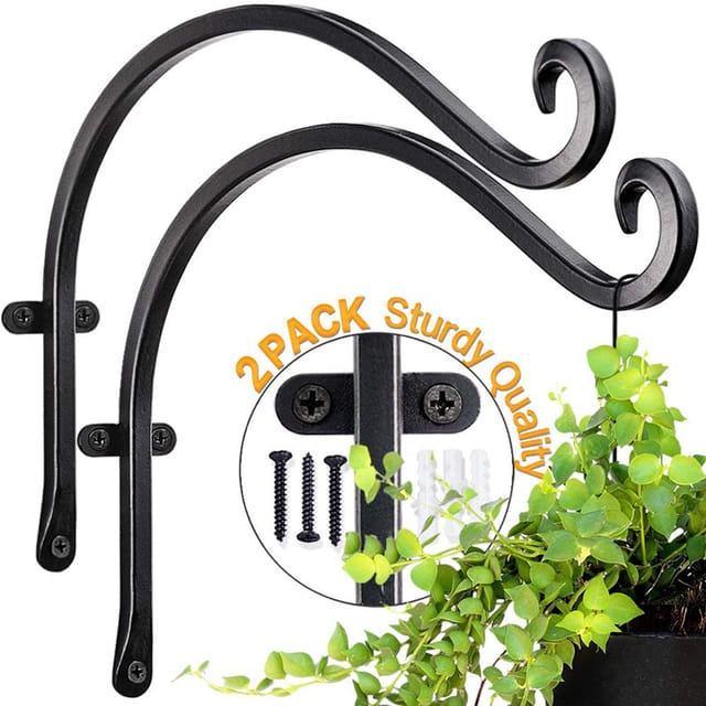 Stück Wand-pflanzenhalterung, Pflanzenhaken, Wand-pflanzenhaken, Mit 6 Schrauben, Für Garten, Rasen, Licht, Blumentopf, Vogelhäuschen, Laterne, Windspiel (schwarz)