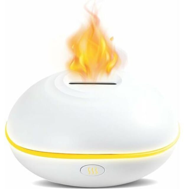 Diffusor Für Ätherische Öle, Luftbefeuchter, 200 Ml – Aromatherapie-diffusor Mit Led-licht, 7 Farben Flammeneffektlicht – Für Schlaf, Yoga, Spa – Weiß