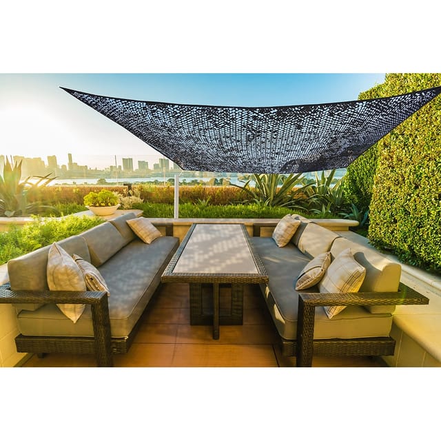 3x4m Wende-tarnmarkise Mit Seil Aus Polyester Mit Schwarzen Edelstahlringen