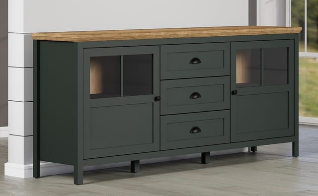 Sideboard Mit Led-beleuchtung, 2 Türen Und 3 Schubladen B185 Cm - Stanton