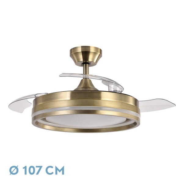 Ventilator Dc Cerrato -ventilator -lederfarbe Mit Drei Ausfahrbaren Flügeln Mit 6 Einstellbaren Geschwindigkeiten Mit 3 Temperaturen Oflicht Inklusive Fernbedienung