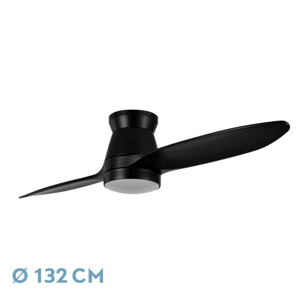 Abrila - Ventilator Dc Nordic Schwarze Farbe Mit Zwei Flügeln De Holz Mit 6 Einstellbaren Geschwindigkeiten Mit 3 Temperaturen De Licht Inklusive Fernbedienung