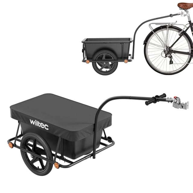 Wiltec - Fahrrad Lastenanhänger 158x69x51 Cm Bis 80 Kg, Fahrradanhänger Mit 90 L Transportwanne, Kupplung Und Luftreifen, Handwagen Anhänger Für Fahrrad