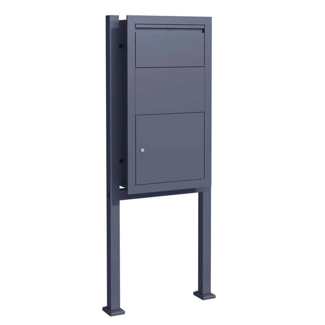Wiltec - Set Paketkasten Anthrazit 470 X 220 X 870 Mm Mit Ständer, Paketbox Zuhause, Private Paketannahme Passend Für Pakete Und Päckchen, Wandbriefkasten Stahl
