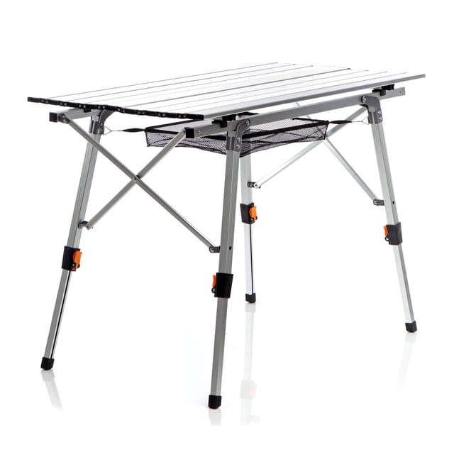 Faltbarer Campingtisch 90x53 Cm Höhenverstellbar Klapptisch Aus Aluminium Max. 30kg Mit Aufrollbarer Tischplatte Camping Rolltisch Falttisch Garten Balkon Outdoor Tisch Tisch Faltbar - Wiltec