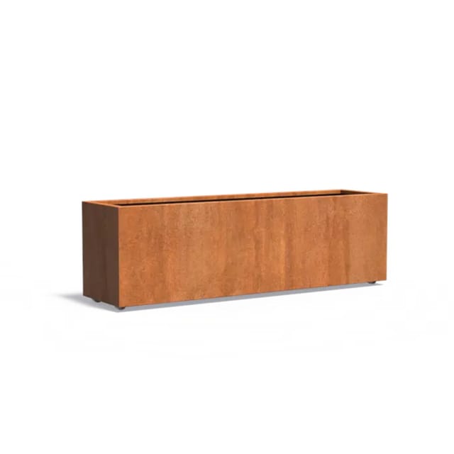 Pflanzgefäß Carrez Mit Rollen Aus Corten-stahl Pflanzkübel Größe 200x50x60 Cm - Adezz