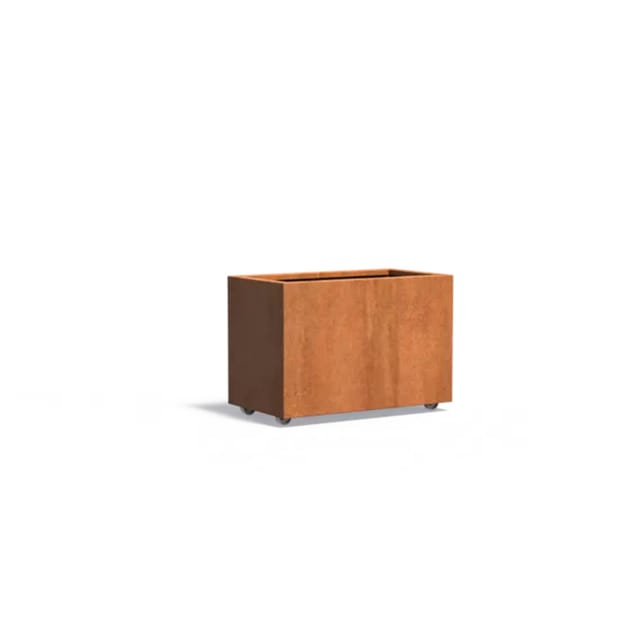 Adezz - Pflanzgefäß Carrez Mit Rollen Aus Corten-stahl Pflanzkübel Größe 90x50x60 Cm