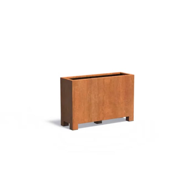 Adezz Pflanzgefäß Carrez Mit Füßen Aus Corten-stahl Pflanzkübel Größe 120x40x80 Cm