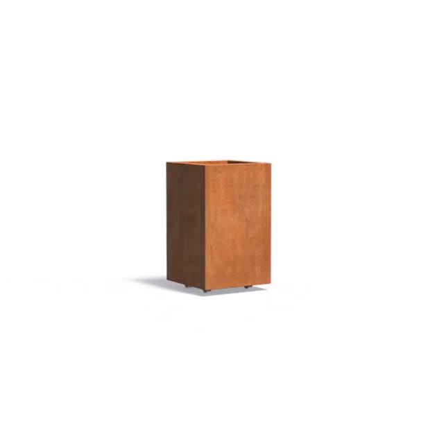 Adezz Pflanzgefäß Carrez Mit Rollen Aus Corten-stahl Pflanzkübel Größe 50x50x80 Cm