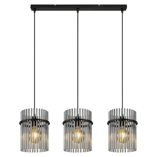 Pendelleuchte Gorley 3-flammig Mit Rauchglas Stäben, Breite 80cm
