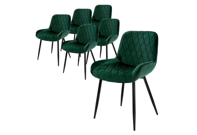 6er Set Esszimmerstühle Esszimmerstuhl Mit Rücken- Und Armlehnen, Dunkelgrün, Samt Sitzfläche, Metallbeine, Küchenstühle Küchenstuhl Wohnzimmerstühle Wohnzimmerstuhl Polsterstuhl Stühle - Ml-design