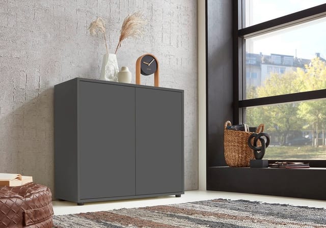 Bmg Möbel Schuhkommode Mailand 4 (schuhschrank Aktenschrank Kommode Anrichte, In Anthrazit), Push-to-open-funktion