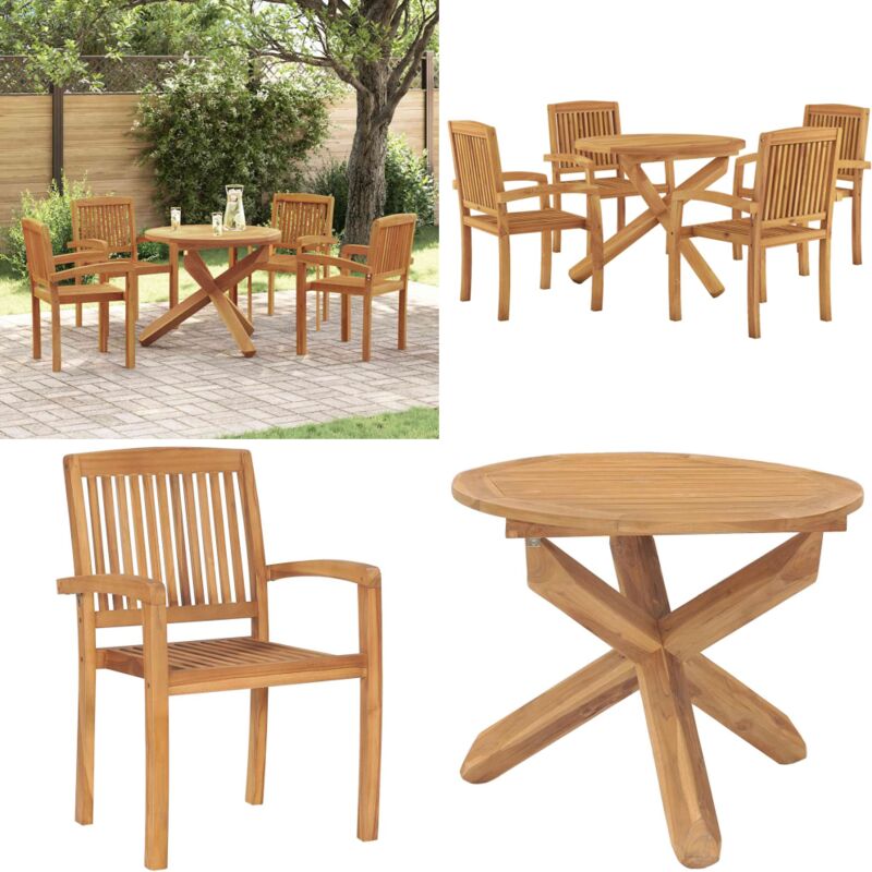 5-tlg. Garten-essgruppe Massivholz Teak - Essgruppe - Teakholz