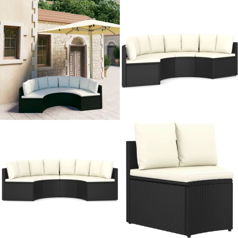 4-tlg. Garten-sofagarnitur Mit Auflagen Poly Rattan Schwarz - Gartenlounge Set - Loungemöbel - Rattan Möbel - Outdoor Furniture - Poolside Möbeln - Home & Living