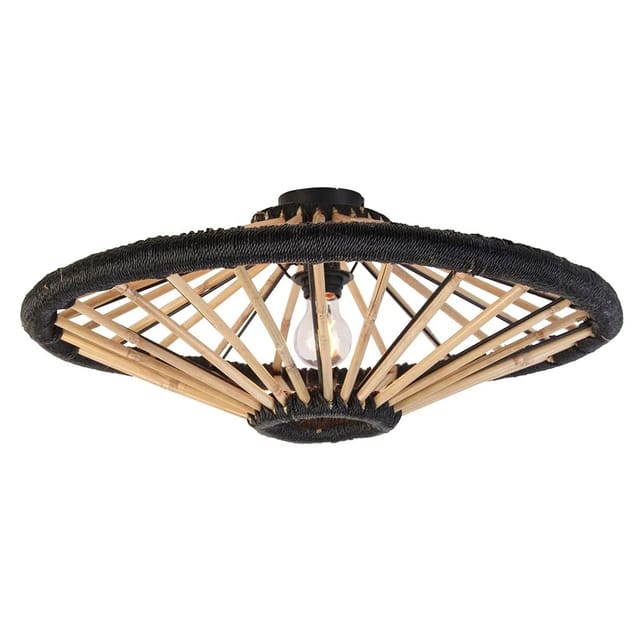 Qazqa - Orientalische Deckenleuchte Bambus Mit Schwarz 60 Cm - Evalin