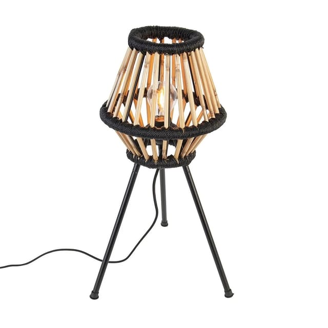 Ländliche Stativ-tischlampe Bambus Mit Schwarz - Evalin