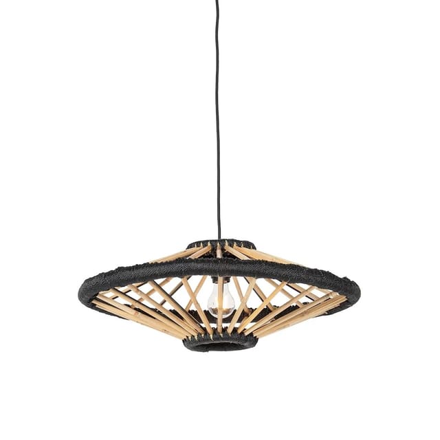 Orientalische Hängelampe Bambus Mit Schwarz 60 Cm - Evalin