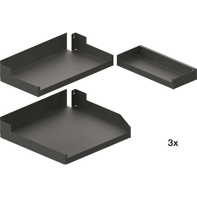 Einhängetablare Liro Set Kb 400mm Für Hochschrank Pleno Maxi Plus Rechts - Boden Apothekerschrank, Stahlblech Pulverbeschichtet Anthrazit - Peka