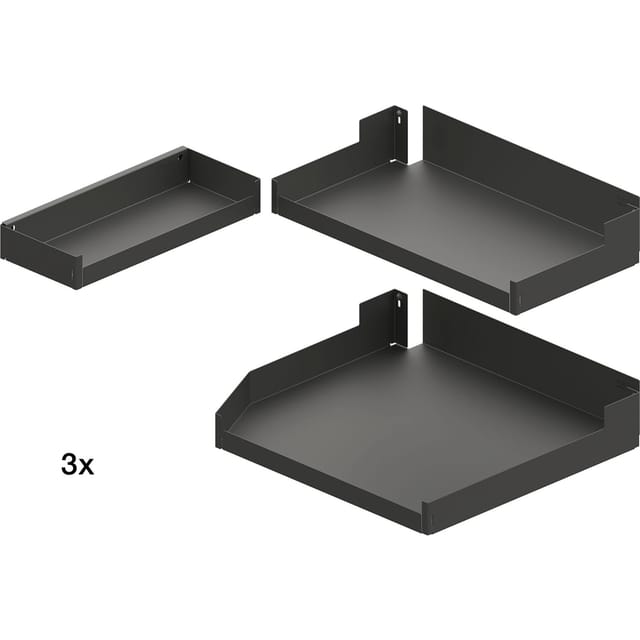 Einhängetablare Liro Set Kb 400mm Für Hochschrank Pleno Maxi Plus Links - Boden Apothekerschrank, Stahlblech Pulverbeschichtet Anthrazit - Peka