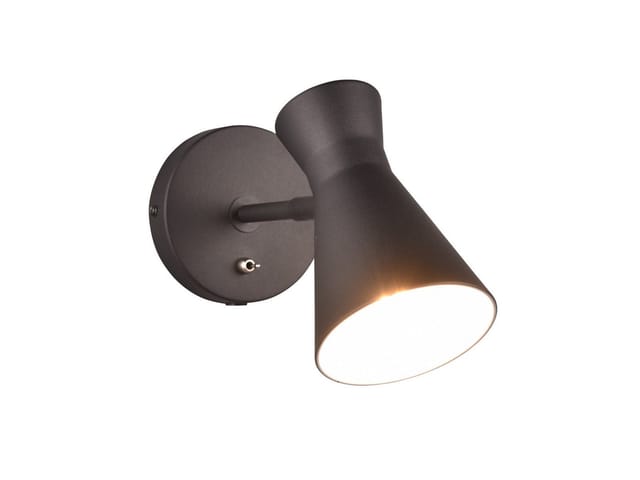 Meinewunschleuchte - Led Wandstrahler Metall Schwarz Mit Schalter & Stecker, Breite 12cm