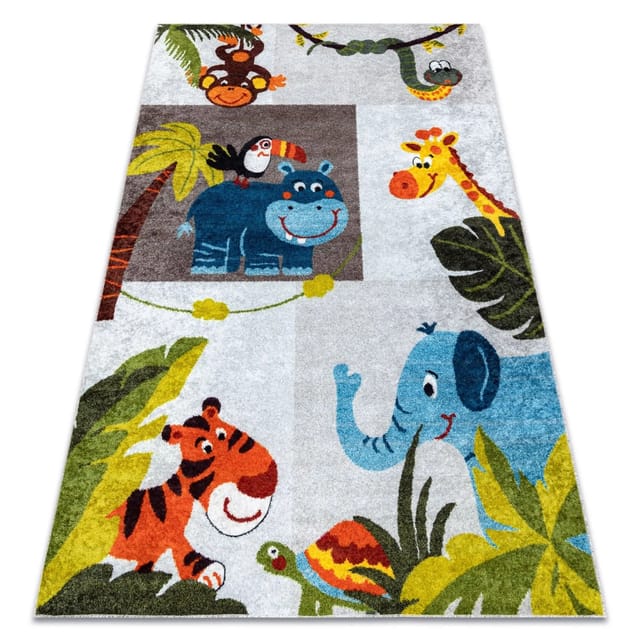 Junior 51858.802 Tiere, Afrika Für Kinder Anti-rutsch - Grau Multicolour 140x190 Cm