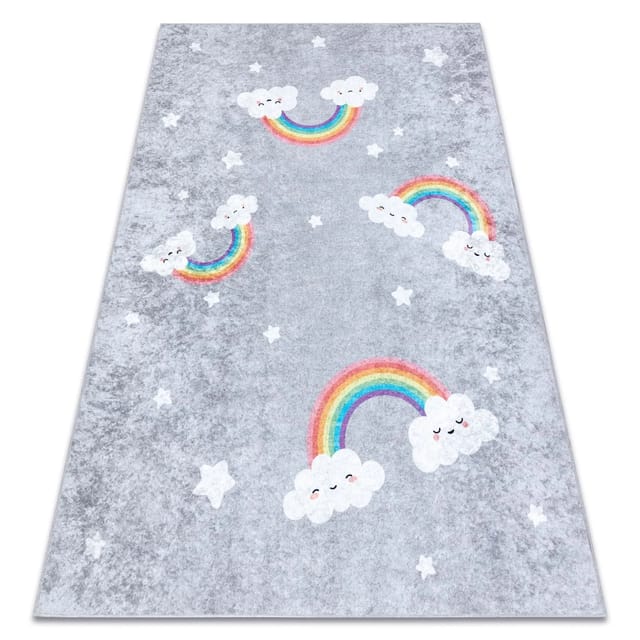 Junior 52063.801 Regenbogen, Wolken Für Kinder Anti-rutsch - Grau Grey 140x190 Cm