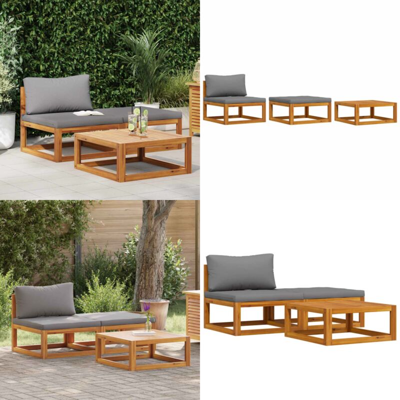 3-tlg. Garten-lounge-set Mit Kissen Massivholz Akazie - Garten-lounge-set - Garten-lounge-sets - Home & Living