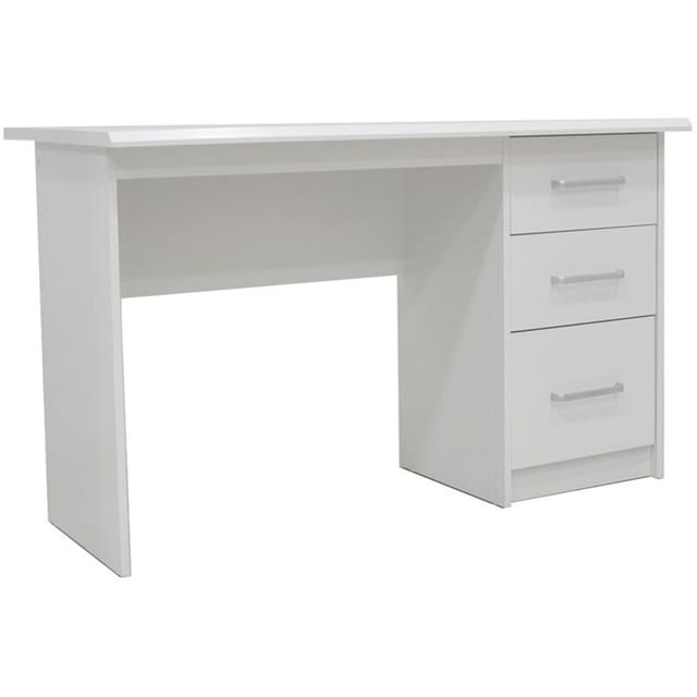 Meublorama - Gerader Schreibtisch Prague – 3 Schubladen – Farbe Weiß – Modernes Und Funktionales Design