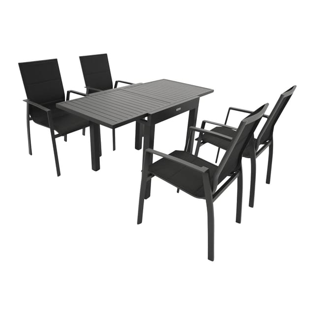 Garnitur Alcudia 5-teilig, Alu + Kunstgewebe Schwarz