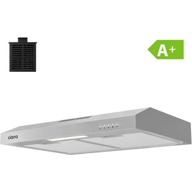 Cd6903ds A+ Dunstabzugshaube 60cm Unterbauhaube 220 M3/h Umluft Abluft 3 Stufen Silber - Ciarra