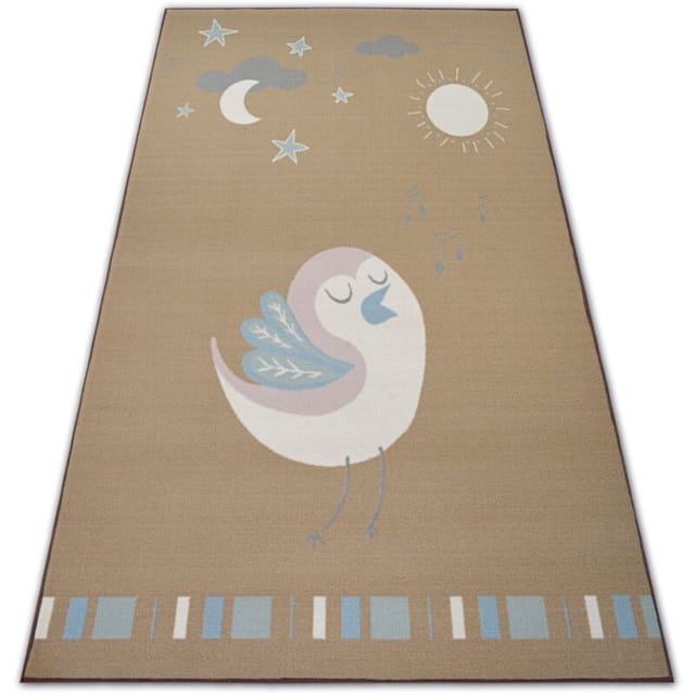 Rugsx - Teppich Für Kinder Loko Vogel Beige Antirutsch Beige 160x220 Cm